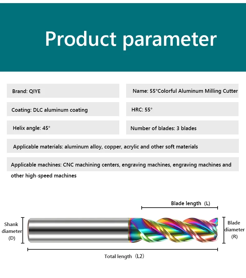 CARBIDE MILLING CUTTER 3 FLUTES ALUMINUM CUTTER TUNGSTEN END MILL DLC COATING TEETH SEATER ROUTER BIT ALUMINUM MILLING TOOL KEY