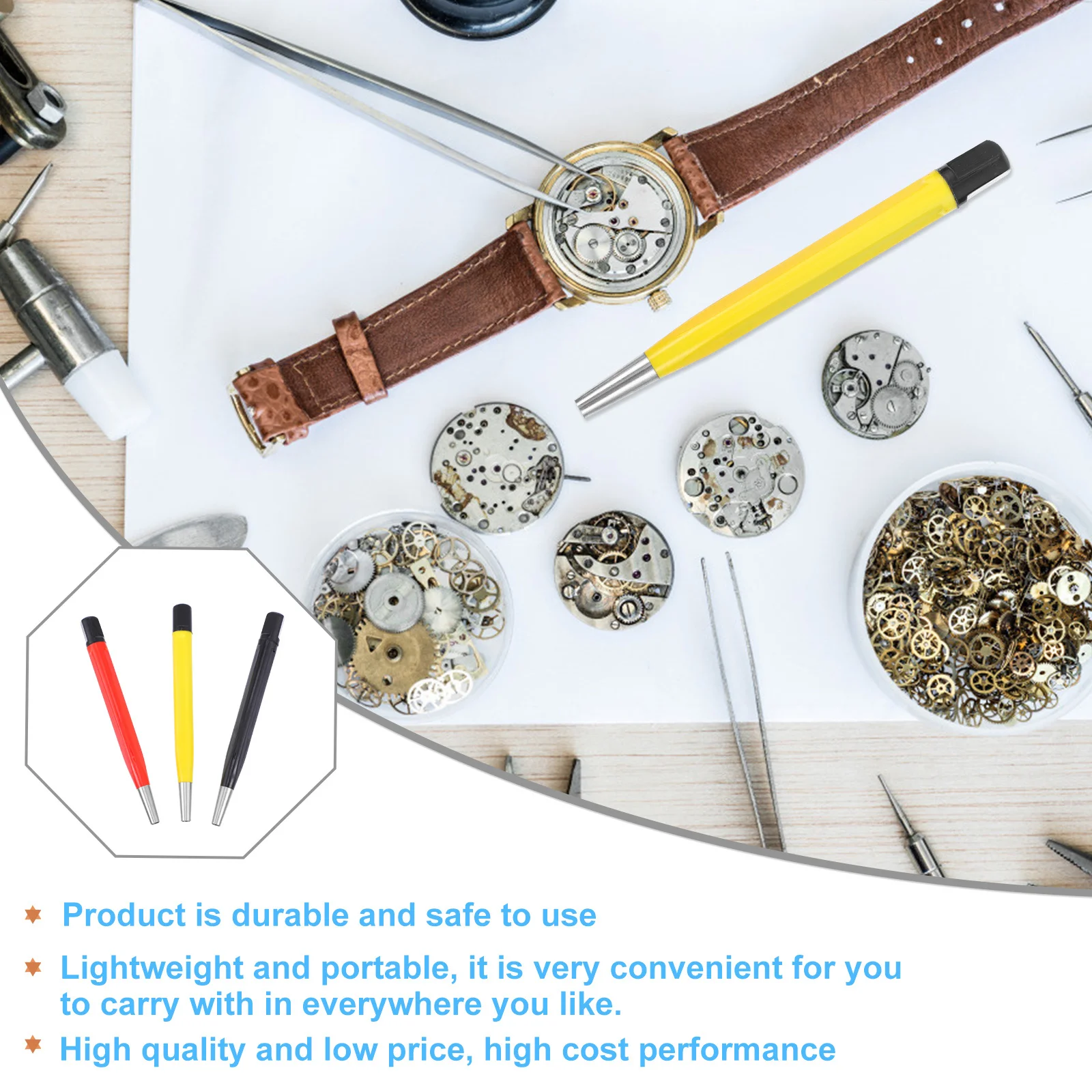 

Professional Copper Rust Removal Pen for Watch Repair Cleaning Derusting Tool Lightweight Portable Glass Fiber Pen Random Color