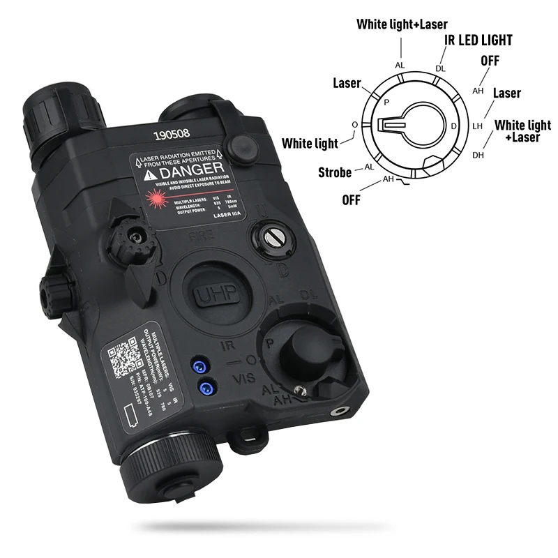 Lampe torche laser WADSN PEQ-15 rouge, verte, bleue, IR, avec boîtier de visée PEQ15 LA-5C et interrupteur métallique, compatible avec rail de 20 mm