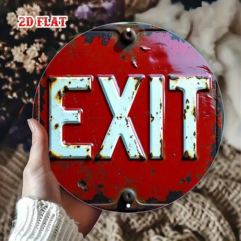 CIFBUY Rustic Weathered Exit Sign Aluminum Wall Art Weatherproof Durable Alloy Decor for Home Garage Cafe Office