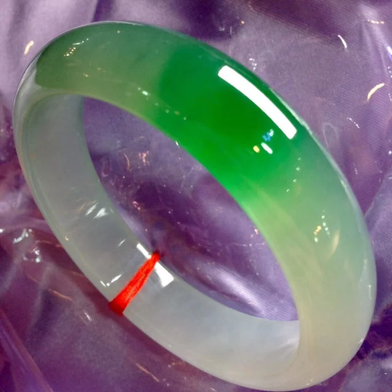 Myanmar Ice-like Yang Floating Flower Spicy Green Wide Imperial Concubine Jade Bracelet Female with Certific