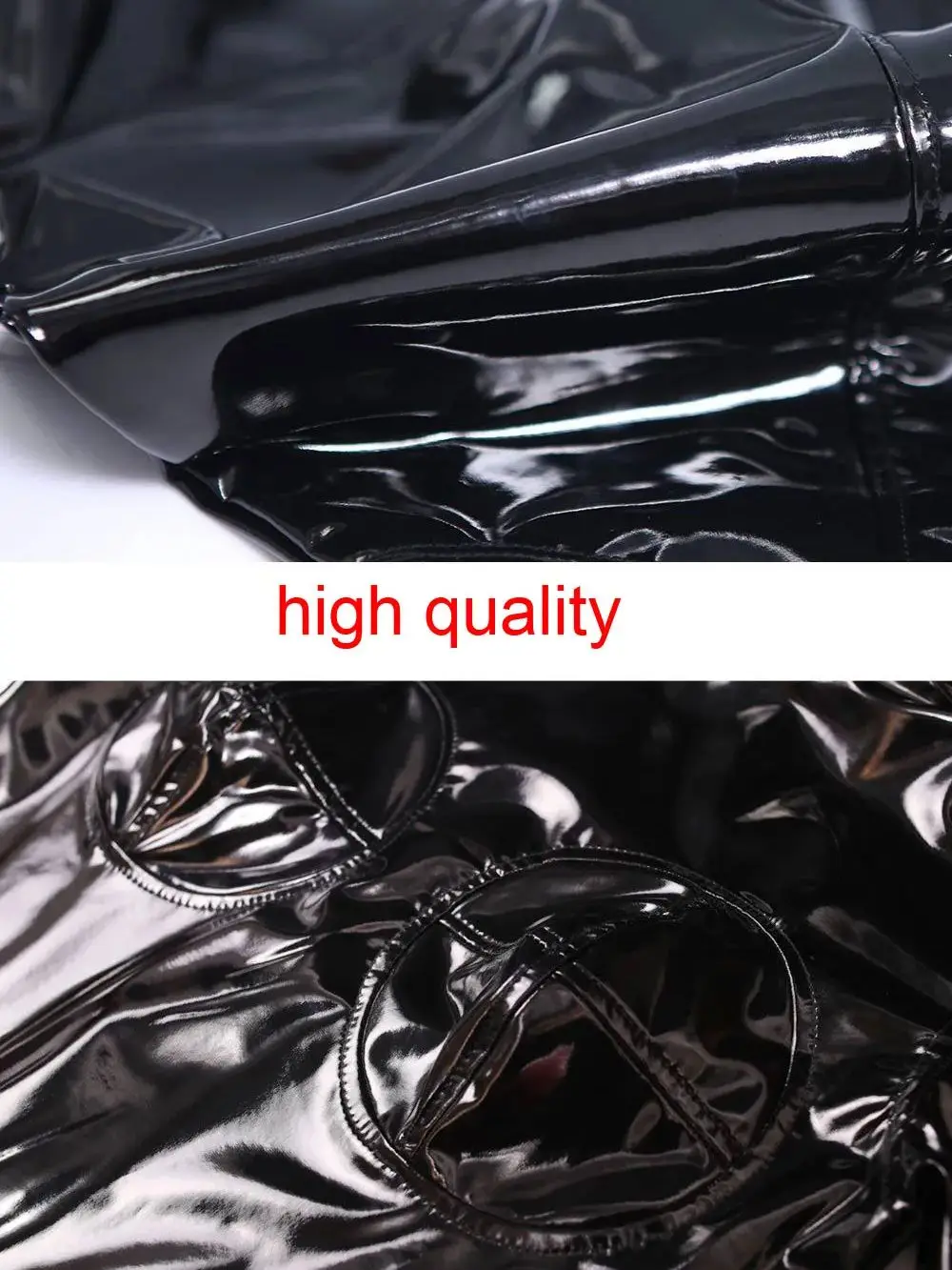 S-5XL ثلاثية الأبعاد التمثال الرطب نظرة PVC Catsuit أصابع بوديستوكينج لامعة بولي Leather الجلود 3 سستة مفتوحة المنشعب ارتداءها الجوارب يوتار الملتصقة