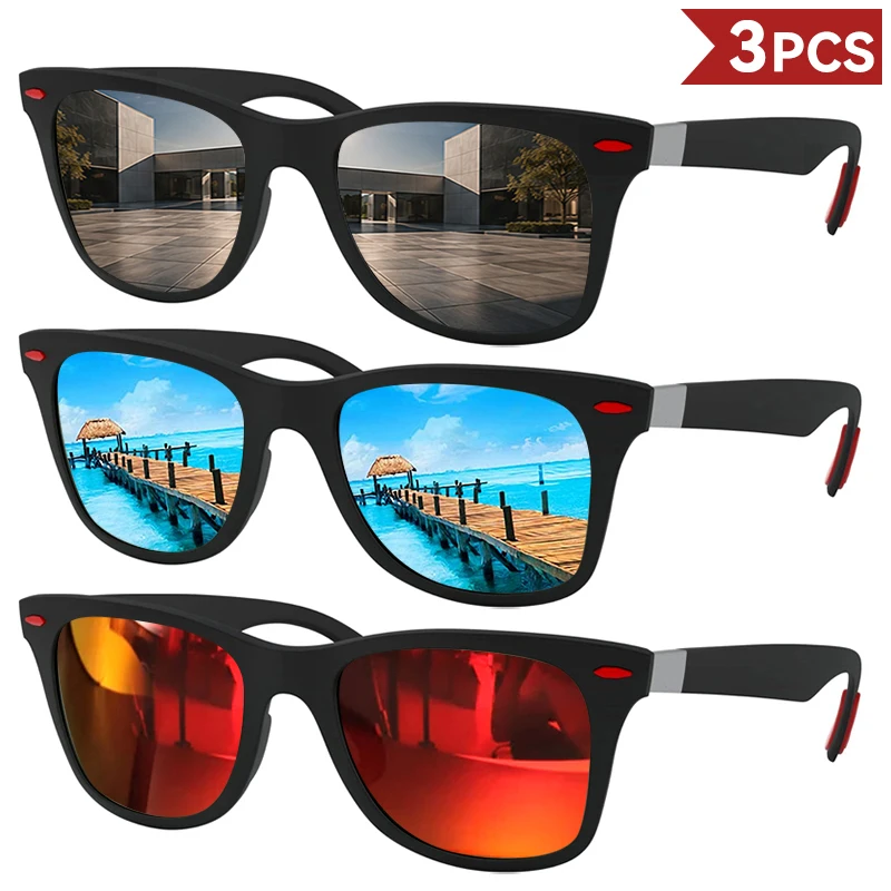 1pc/3pc Retro Fashion Polarized Sunglasses Men Women Sports Driver vintage Sun Glasses For Man Female Brand Design ShadesU V400