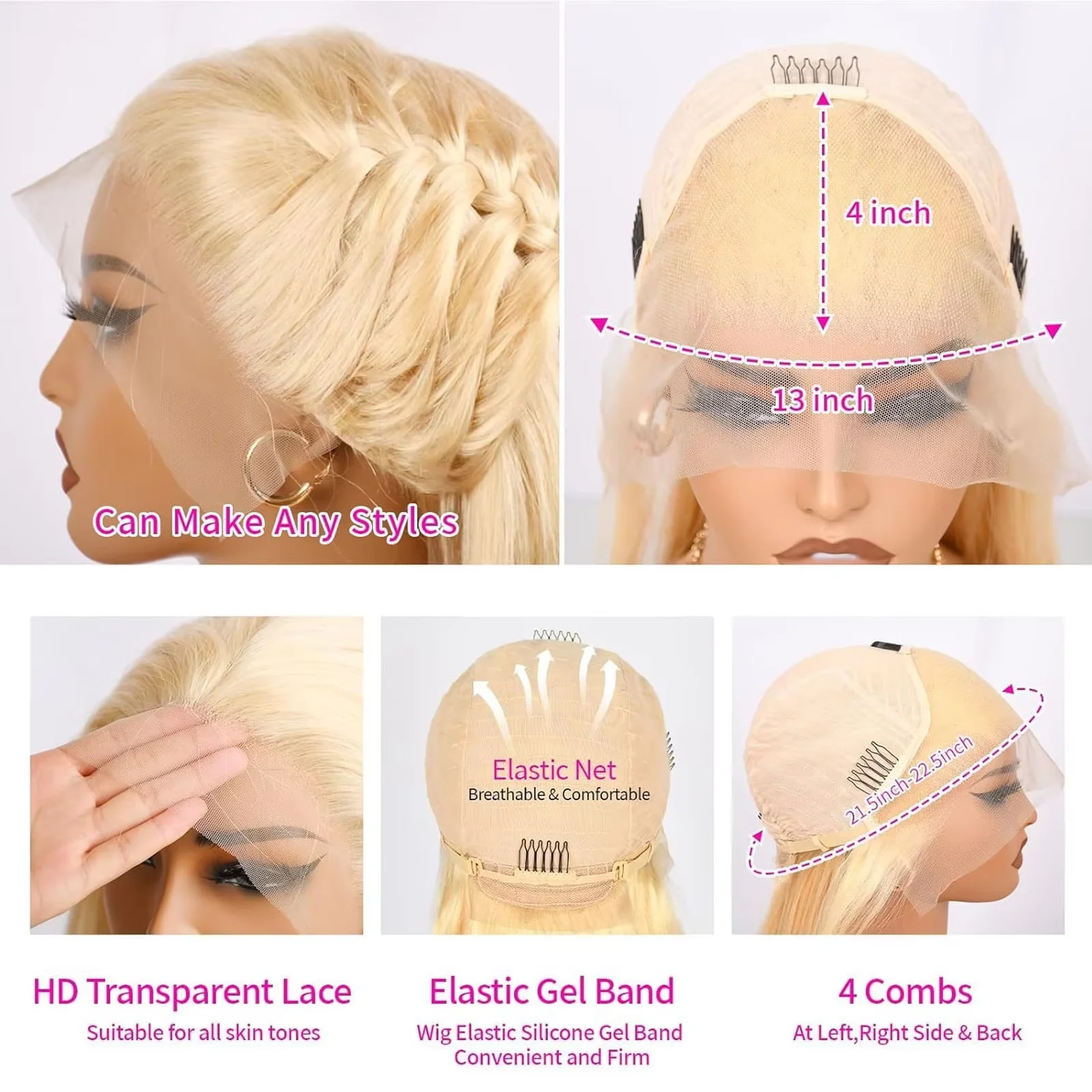 HD Transparent 613 Blonde Straight 13x6 Lace Front Human Hair Wigs 13x5 36 40 Inch Coloed Lace Frontal Wig Pre Plucked For Women image 6