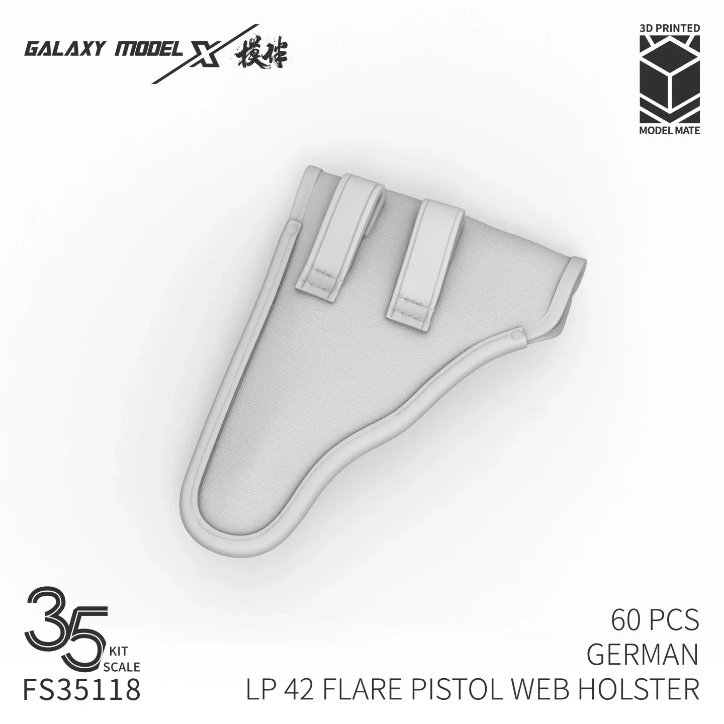 Galaxy 3D Printed Resin Detail Part FS35118 1/35 German Leuchtpistole 42 Canvas Holster for Military Diorama Hobby Craft