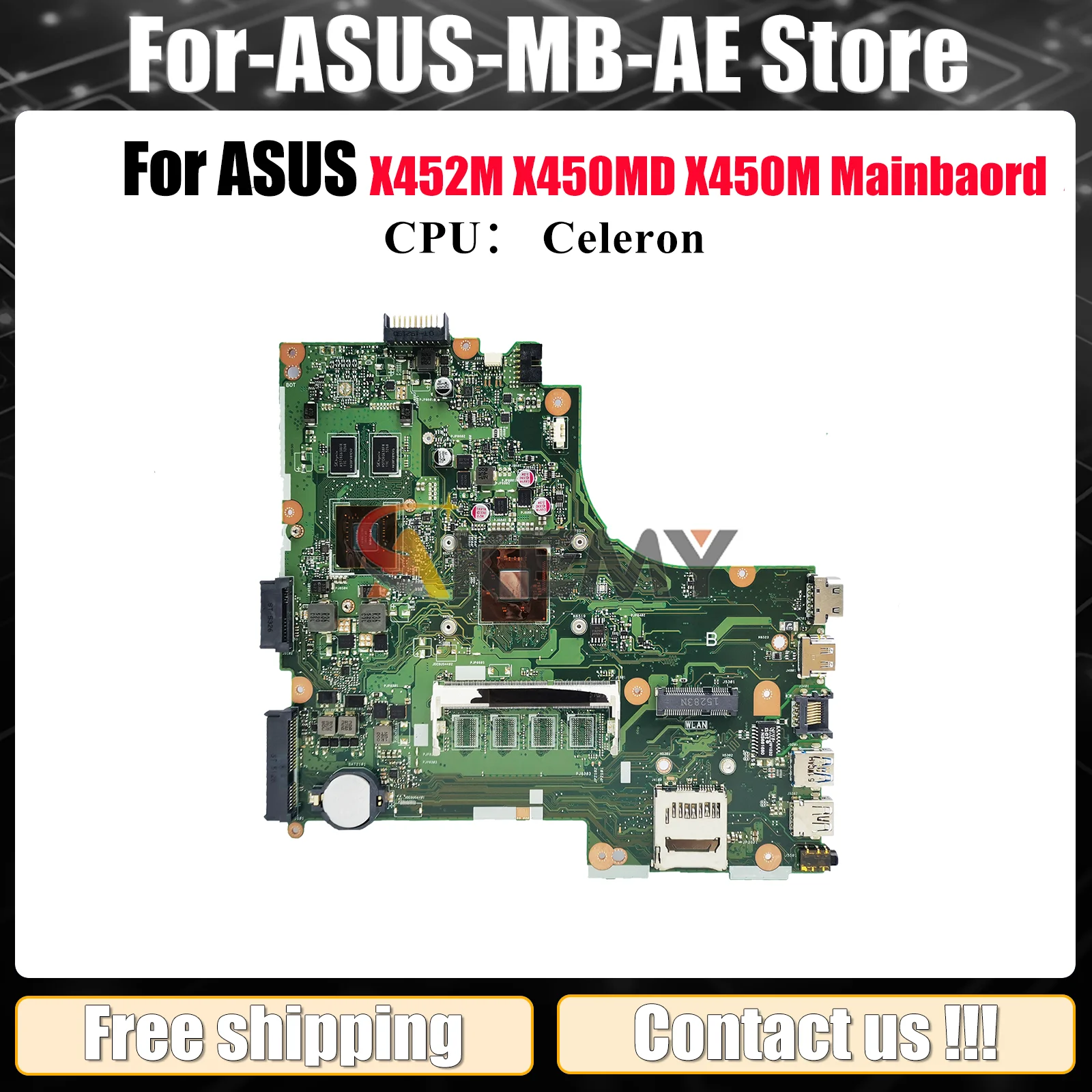 

Материнская плата для ноутбука X450MD для ASUS VivoBook X450M X450MJ X450MD X452M, материнская плата для ноутбука с процессором Celeron, ОК, быстрая доставка