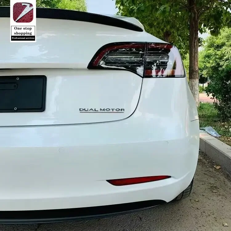 3D ABS Tesla Model 3 Modified Car Sticker Performance Dual Motor Tail Label DUAL MOTOR English Letter Car Elevation Performance