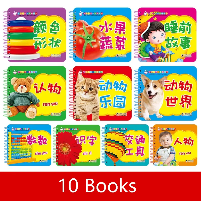 

10 pcs/set Baby Kids Children Learning Books Chinese English Learning Cards Baby Early Learning Reading Cards Literacy Cards