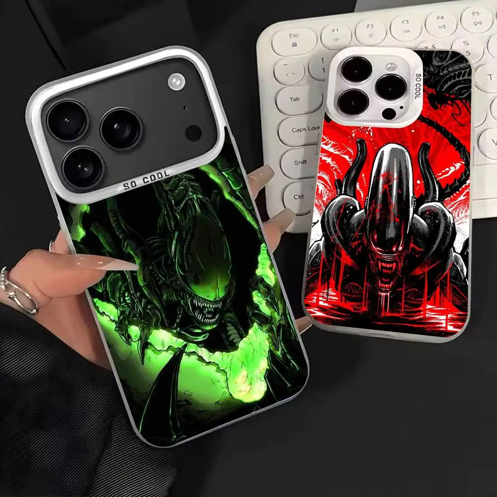 

Alien X-Xenomorph Phone Case For iPhone 17,16,15,14,13,12,11,Mini,Pro,E,MAX White Matte Shockproof Cover