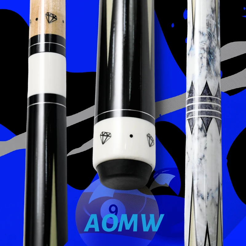 Half diamond head white and yellow pattern pool cue High appearance level white plastic interface maple cue for billiards lovers