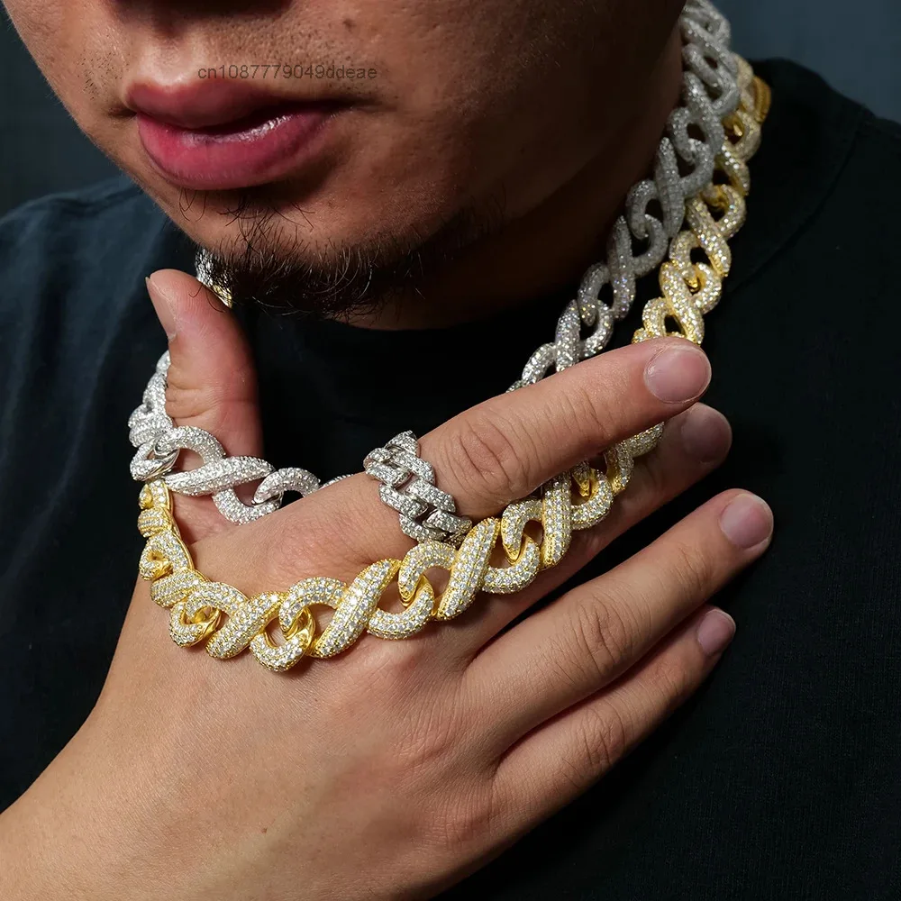 Quality Top Amazing Wonderful Big Size No.8 Style Hip Hop 925 Sterling Silver VVS.Moissanite Cuban Link Chain Necklaces for M