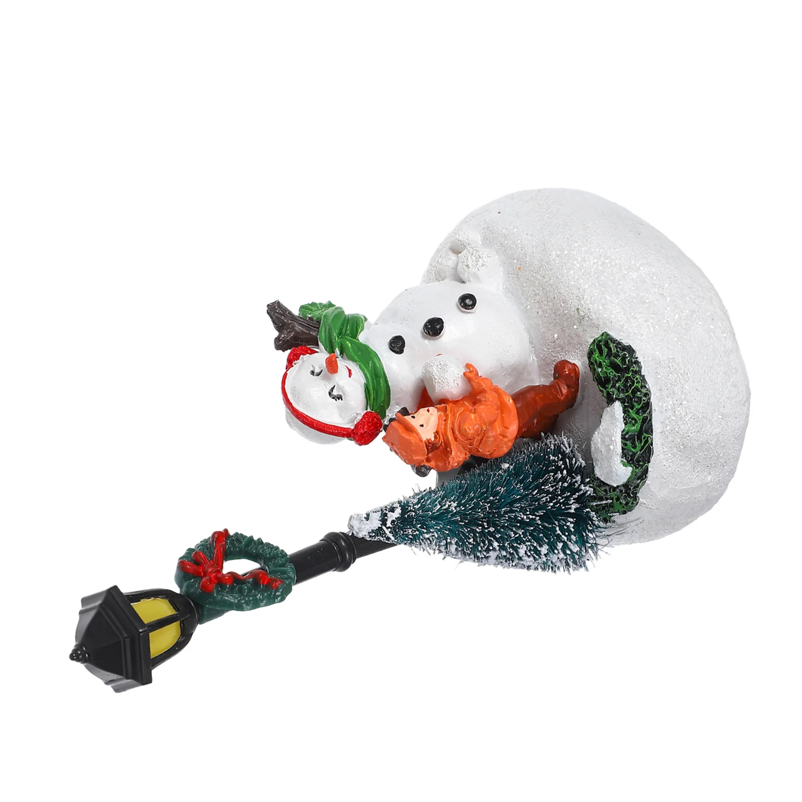 

Christmas Resin Snowman LED Operated Glowing Lamppost Table Centerpiece Light Up Streetlights Ornament