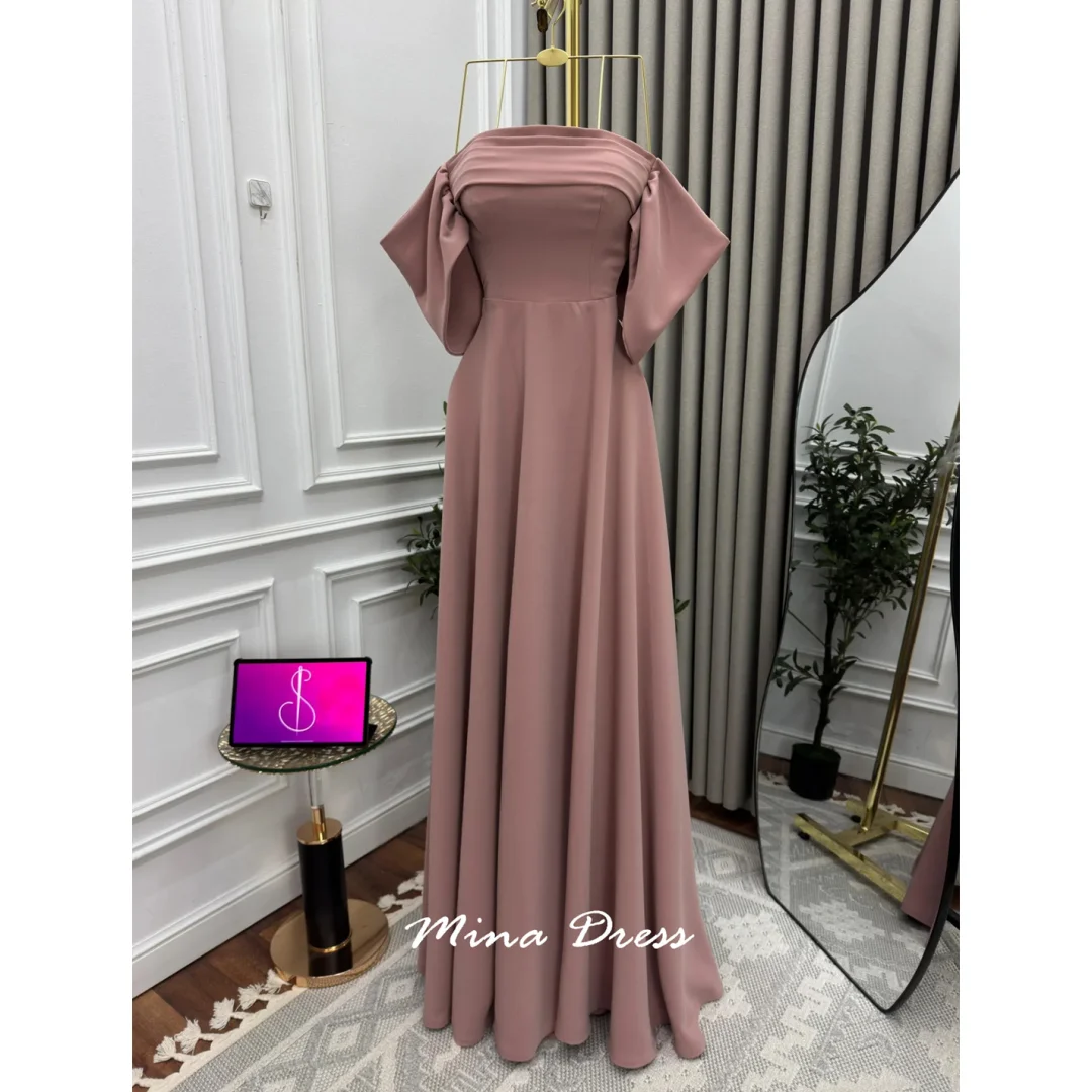 

Dropped Shoulders Arabic Evening Dress Luxury Prom Dress Backless Mina Customized Tube Top Evening Dresses Women Elegant Lace Up