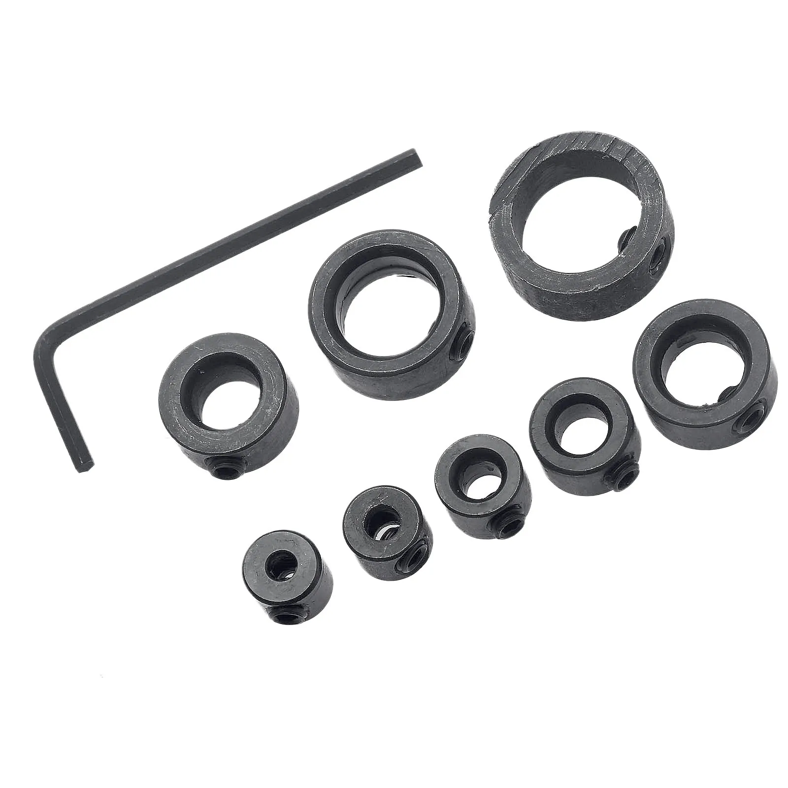 8Pcs Adjustable Drill Depth Stop Collar Limit Ring with Allen Wrench Set for Drill Bits Consistent Drilling 3/4/5/6/8/10/12/16mm