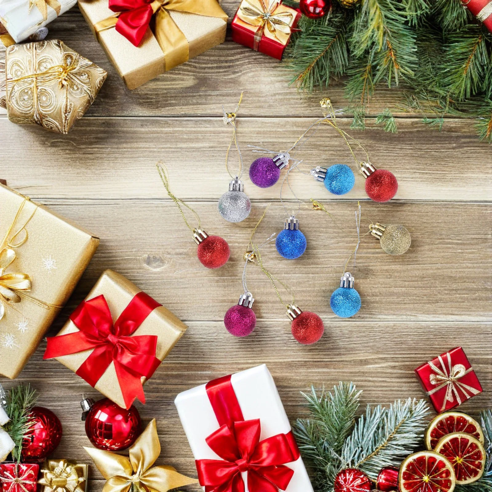 

80Pcs Christmas Tree Baubles Mini Glitter Balls Shiny Festive Ornaments Holiday Party Decor Indoor Outdoor Crafts Supplies