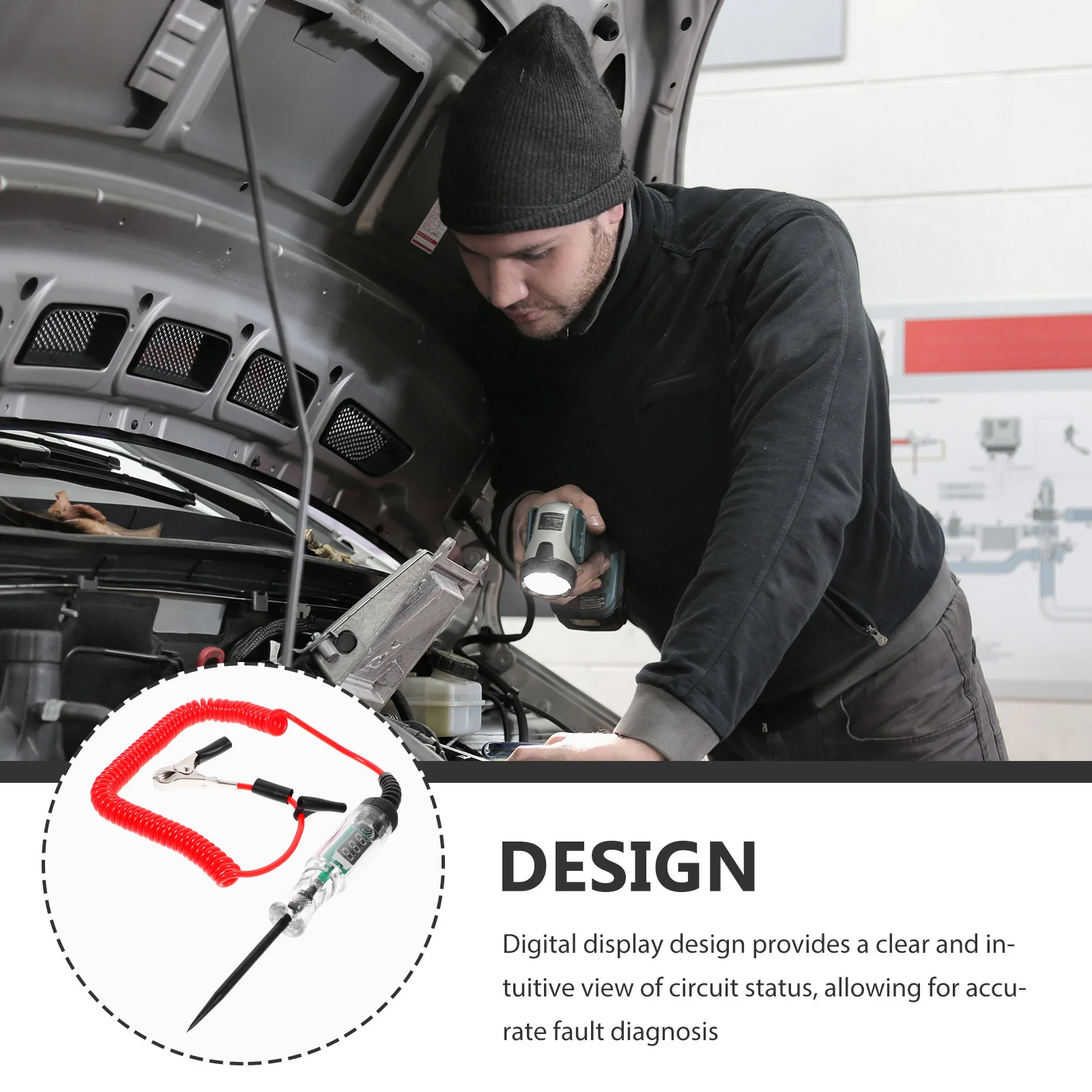 

Digital Voltage Tester Electric Auto Circuit Tester Durable Low Voltage Light Test Automotive Circuit Fault