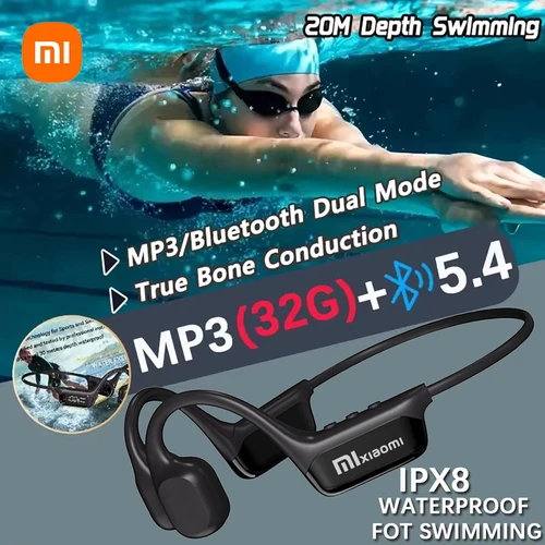 Imagen 1 del producto Xiaomi-auriculares de conducción ósea, inalámbricos por Bluetooth, IPX8, resistente al agua, reproductor MP3, estéreo Hifi, con micrófono