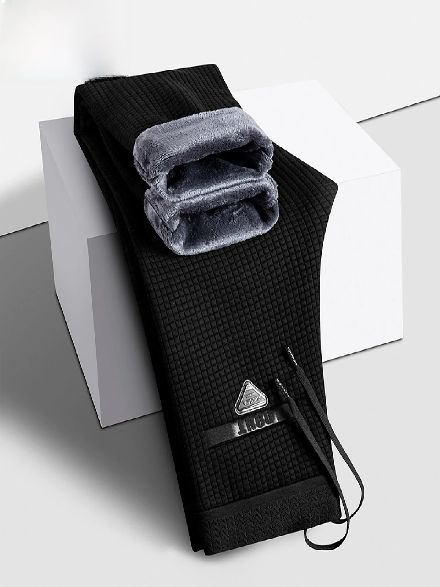 

TUCANO Men's Elastic Waist Fce Lined Loose Thiened Casual Pants Autumn Winter Straight Leg Pants Youth Active Sle