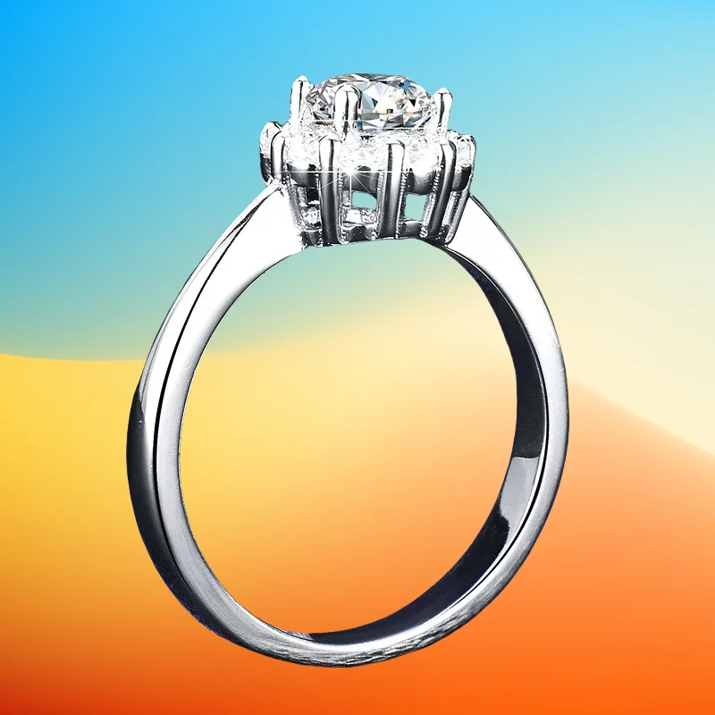 

Gift Luxury 18K White Gold Rings Elegant Flower Bud 1 Carat Diamond Moissanite Rings for Women Anniversary Proposal Wedding Jewe