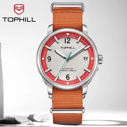 TOPHILL 42mm Classical Quartz Watch Men's Watch Nylon Strap 5Bar Waterproof Wristwatch Sapphire Crystal Glasses Watch TD009G