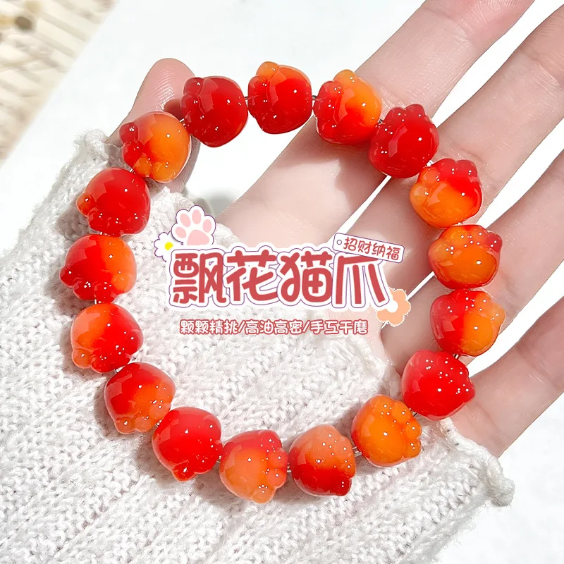 Persimmons Floating Flowers Cat Claws Soft Fingers Literary Play Buddha Beads Bodhi Hand String Exquisite Carving Neutral Style