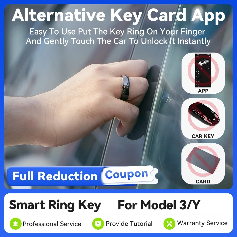 

Smart Ring Ceramic Key For Tesla Model 3 Y Replacement Key Card Fob With Original Card Chip NFC 2024 New All Year man and woman