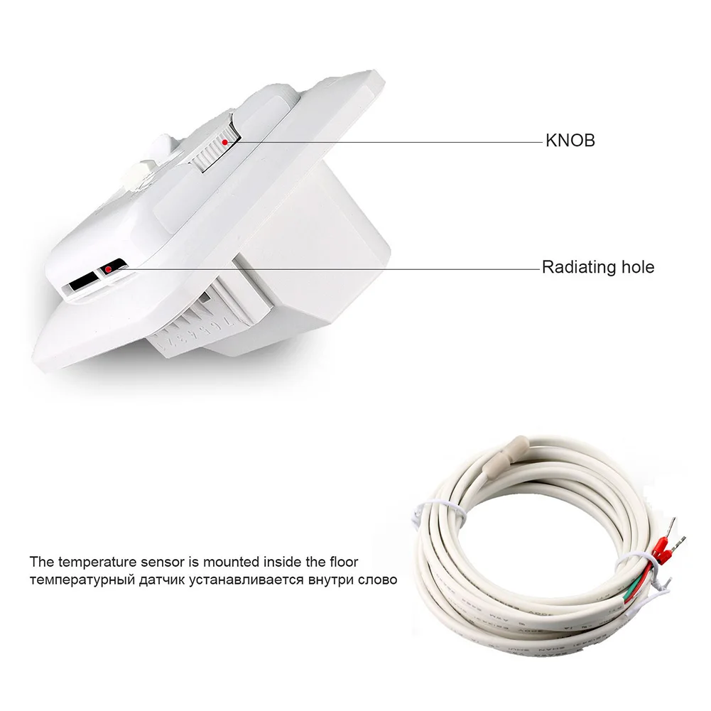 1 قطعة غرفة التدفئة الأرضية الكهربائية ترموستات 220 فولت متحكم في درجة الحرارة متر مع الاستشعار SP-6000 غرفة ترموستات ميكانيكي