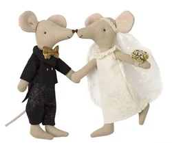 Wedding Mice Plushies Handmade Cute LIttle Mouse Groom Bride Stuffed Cloth Toys Wedding Gift  Decoration Soft Doll