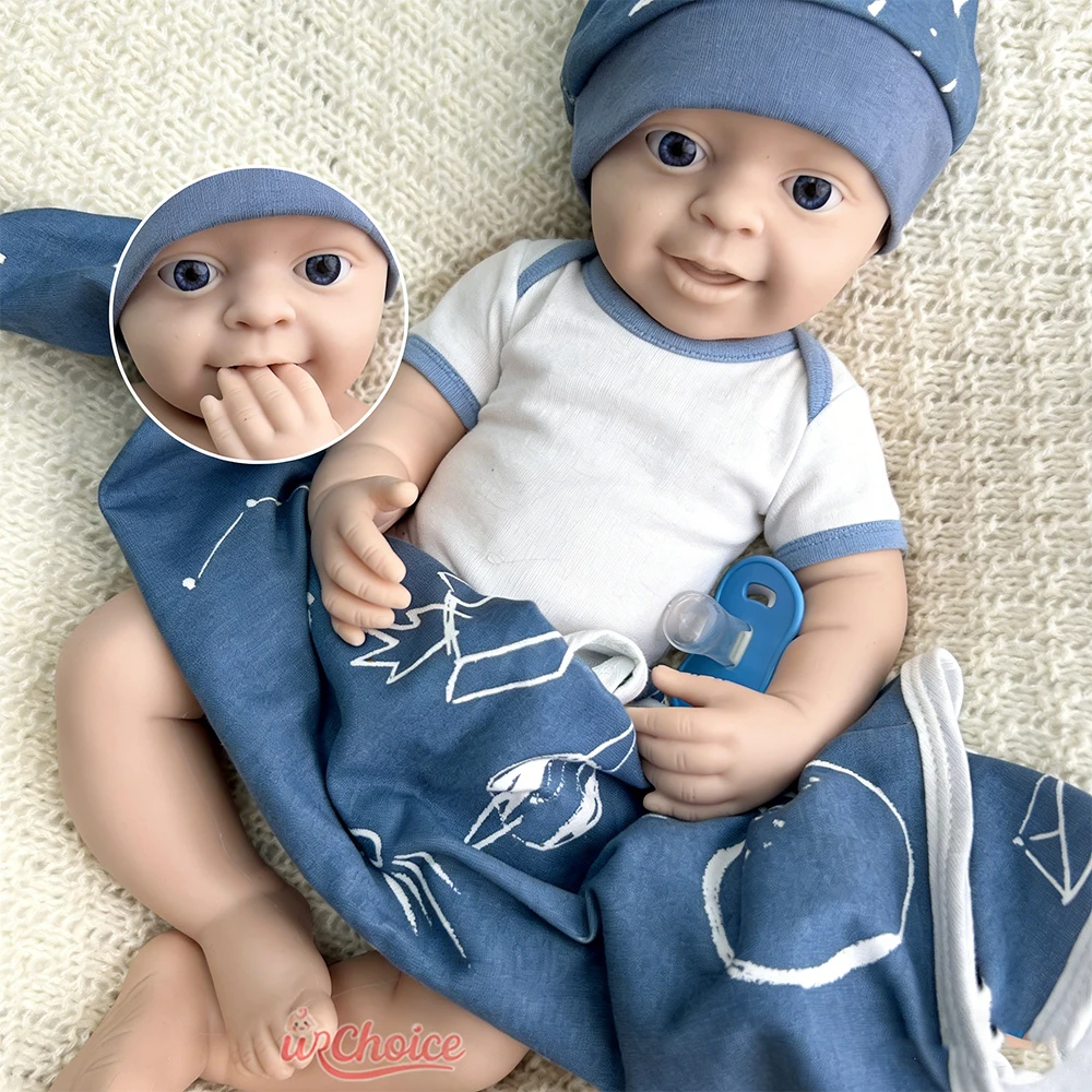 Detalhes realistas Boneca pesada impermeável de toque suave de bebê renascido de silicone em branco de 45cm para produções de artista e cinema