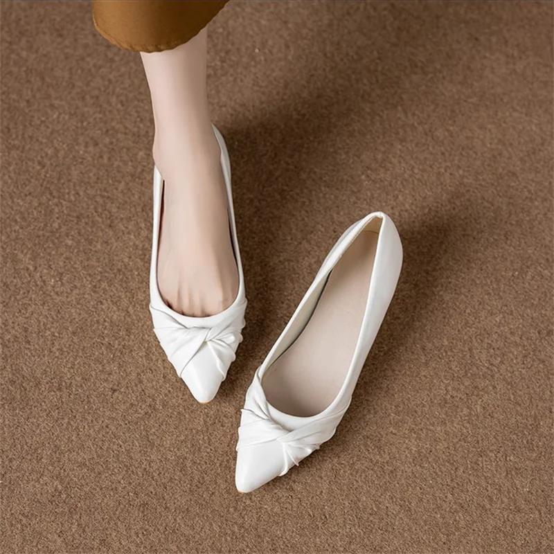 

Новые женские лоферы с бантом на лето 2026, туфли-балетки с острым носком, элегантные туфли во французском стиле для вечерних прогулок