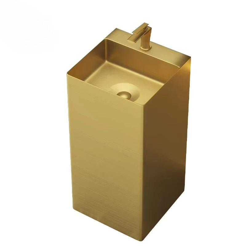 

304 stainless steel square wash basin sink floor bracket with brushed gold finish