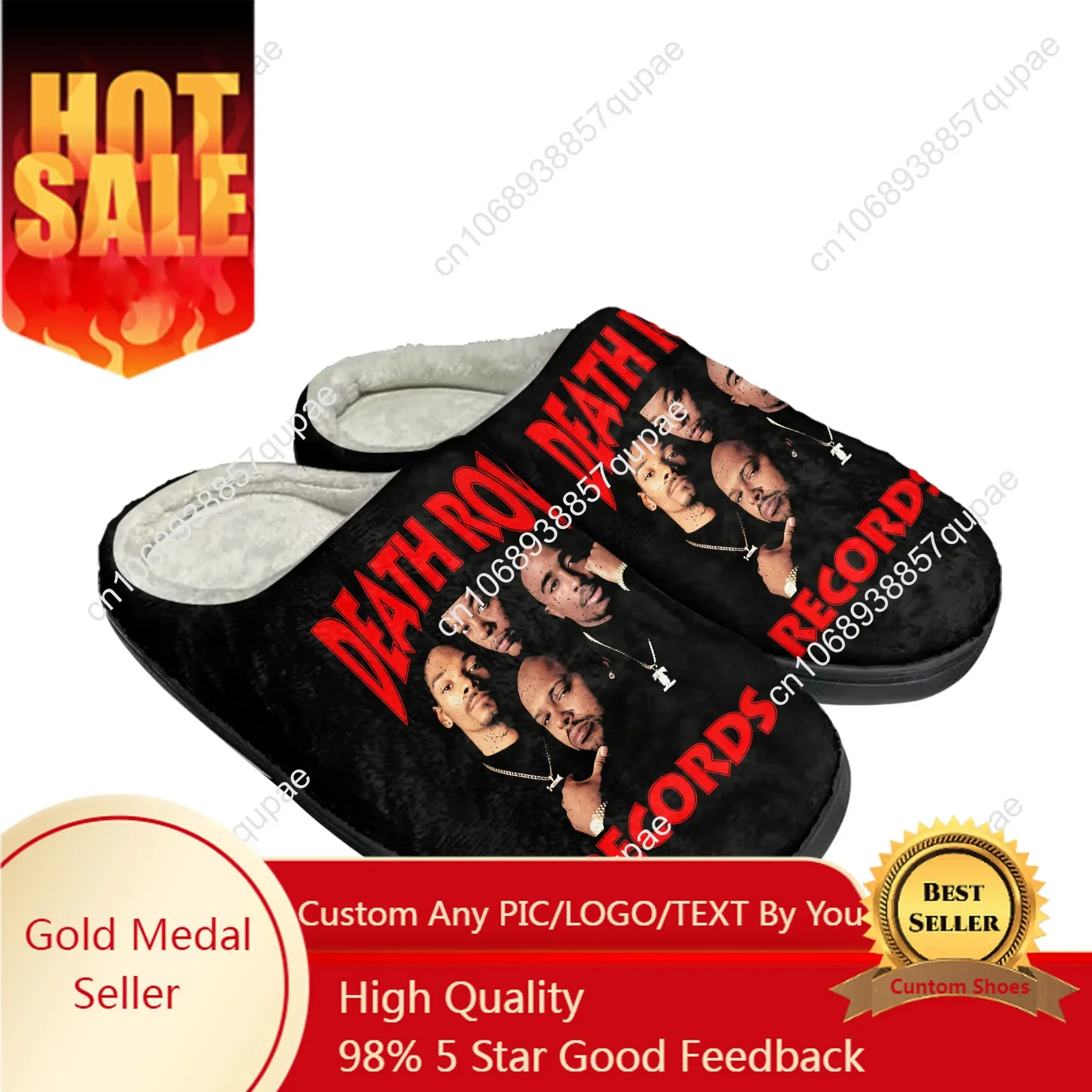 Death Row Records Home Cotton Custom Slippers Mens Womens Sandals Plush 3D Print Pattern Casual Keep Warm Shoes Thermal Slipper