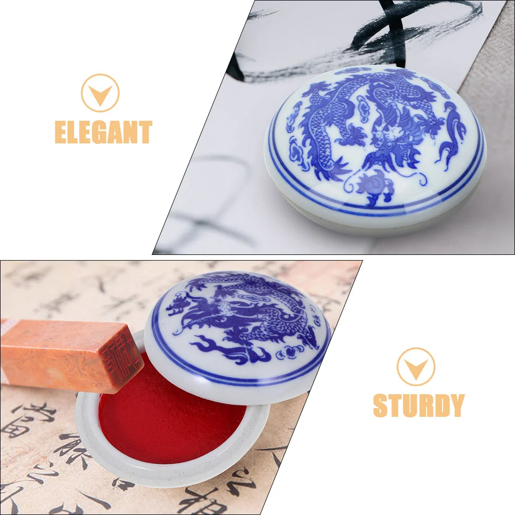 Chinese Painting Ink Pad Calligraphy Inkpad Decorative Ceramic Box Calligraphy Inkpad Portable Ink Pad Calligraphy Ink Pad Stamp