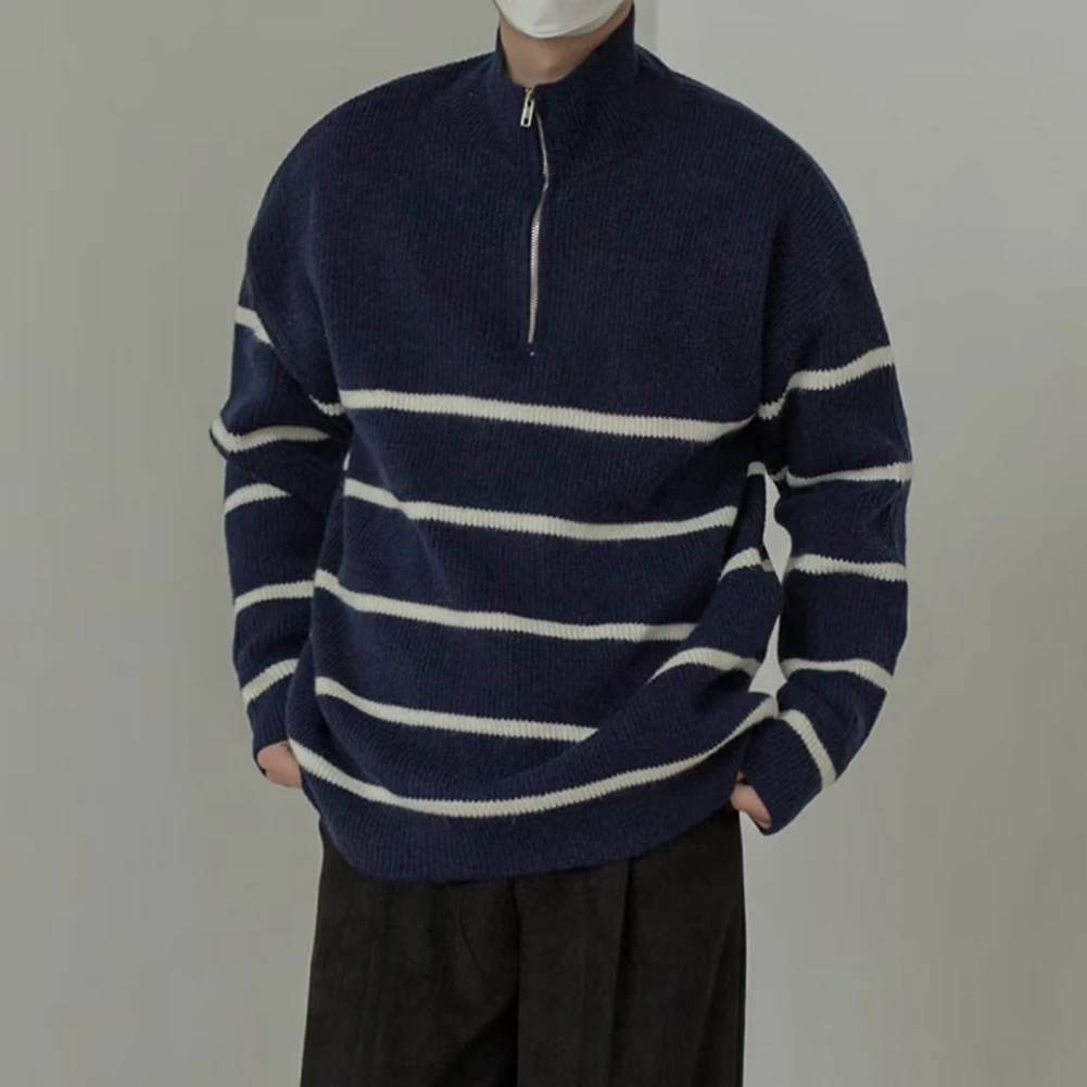

Ideal For Daily Wear Casual Cardigan Stripes Lapel Sweater For Men Casual Solid Color Pattern All Seasons Wear