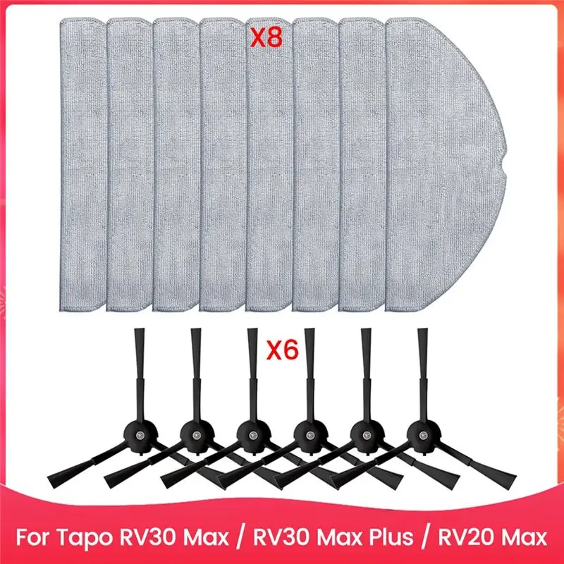 

Запасные части для пылесосов Tapo RV30 Max / RV30 Max Plus / RV20 Max: боковые щетки, салфетки для влажной уборки.