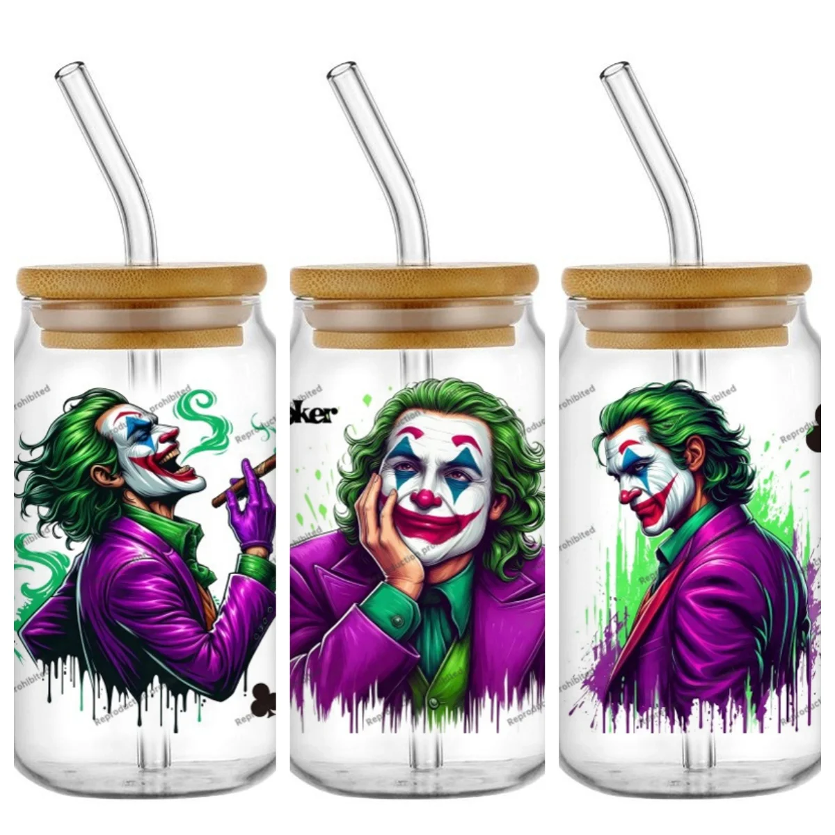 

Новый дизайн Evil Clowns UV DTF Cup Wraps для 16 унций Водонепроницаемая УФ-переносная наклейка DTF Очки Кружка DIY Мультяшная пленка