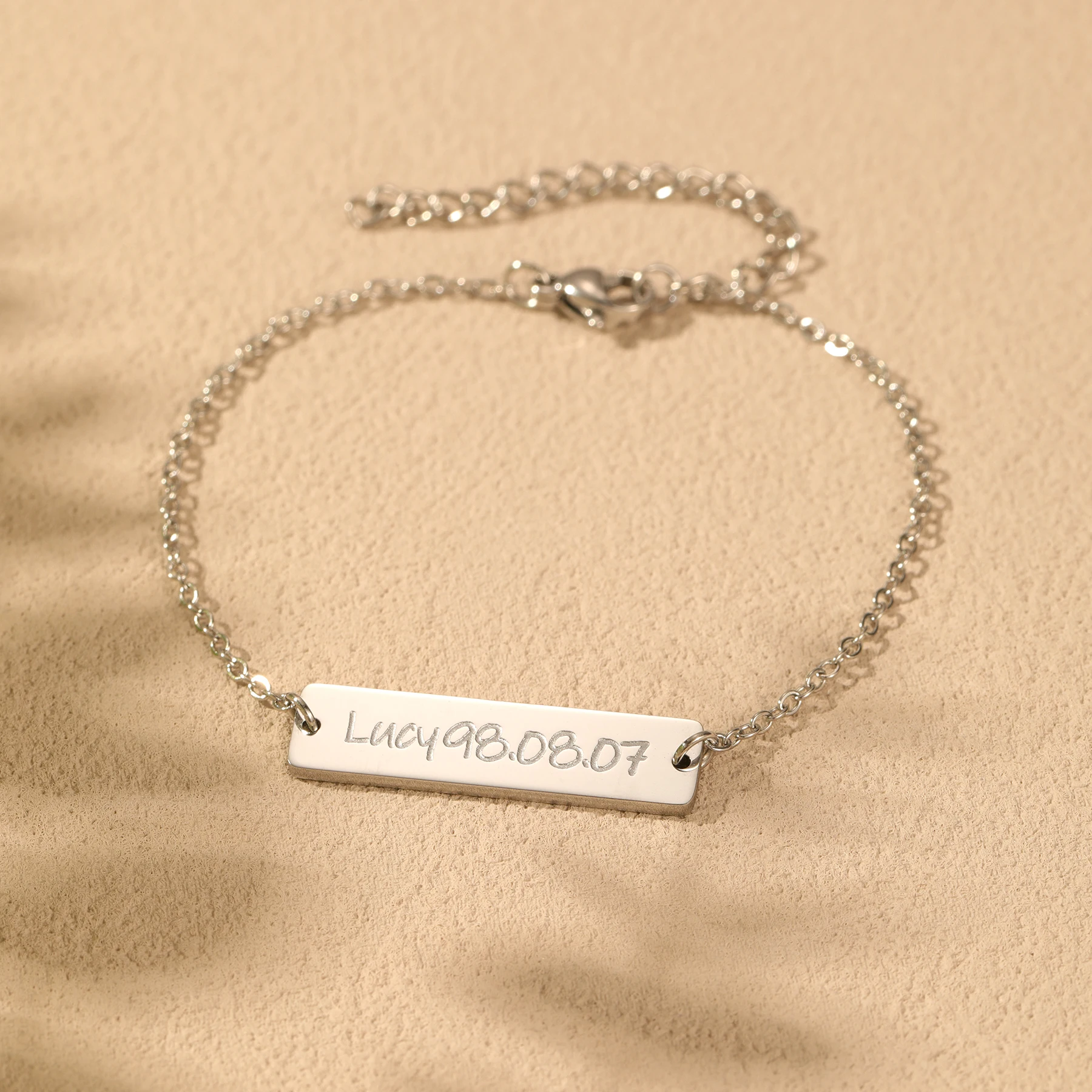 

Personalized Name Bar Bracelet Custom Date Bracelet Deeply Carved Jewelry Waterproof Jewelry Graduation Gift for Best Friend.