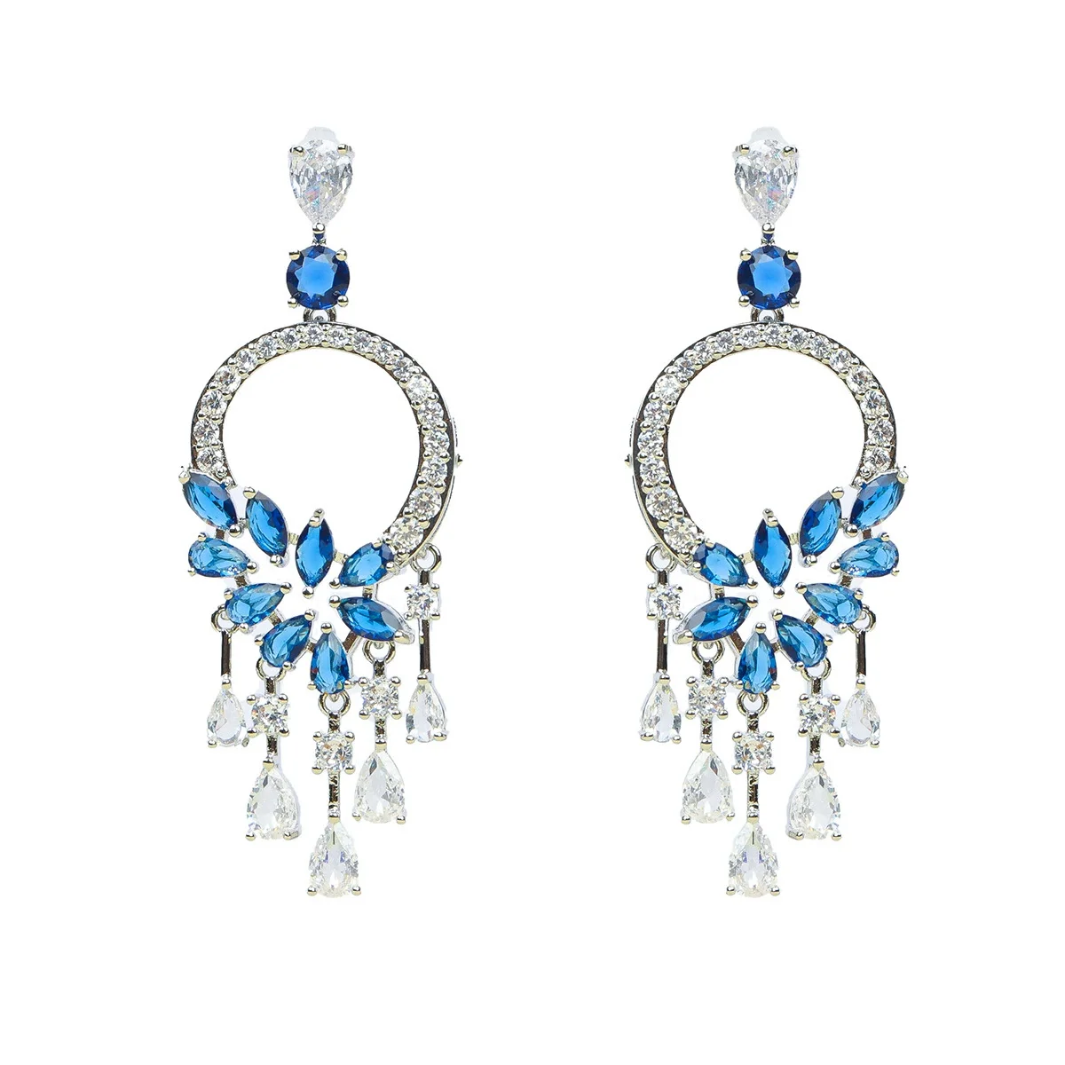 Light Luxury Emerald Water Drop Long Tassel Earrings Women Wedding Jewelry Bridal Evening Dress Accessories Party Jewelry Gift