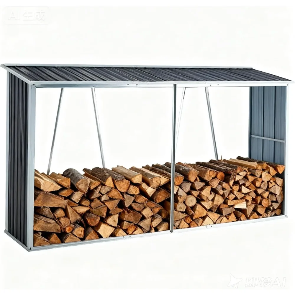 

Outdoor firewood rack, firewood storage shed, wooden shed, wooden rack with roof