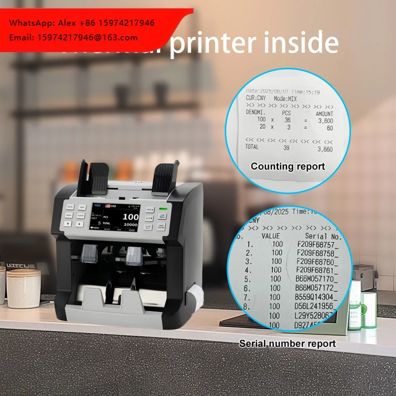 P200 Two CIS 2 Pocket Currency Discriminator Banknote Sorter Money Value Counter Bill Withbuilt-in Printer
