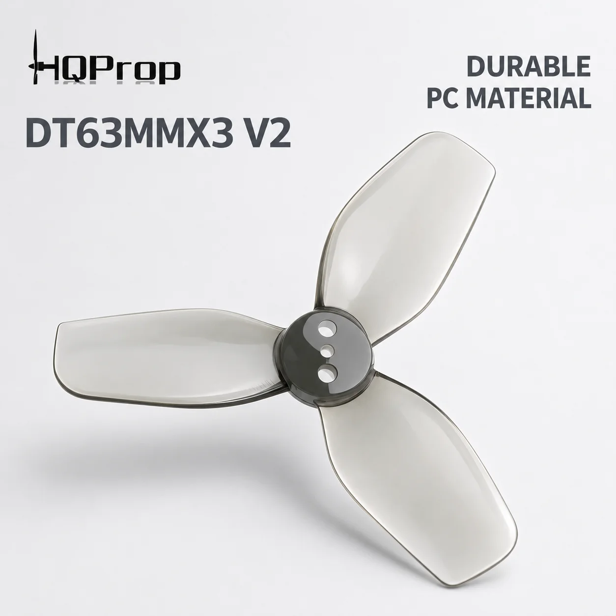 HQProp DT63MMX3 V2 2.5 Inch Cinewhoop Propeller 63mm 3 Blade T-Mount Light Grey PC 2CW 2CCW Props for DollyFly25 V2 FPV 4PCS Set