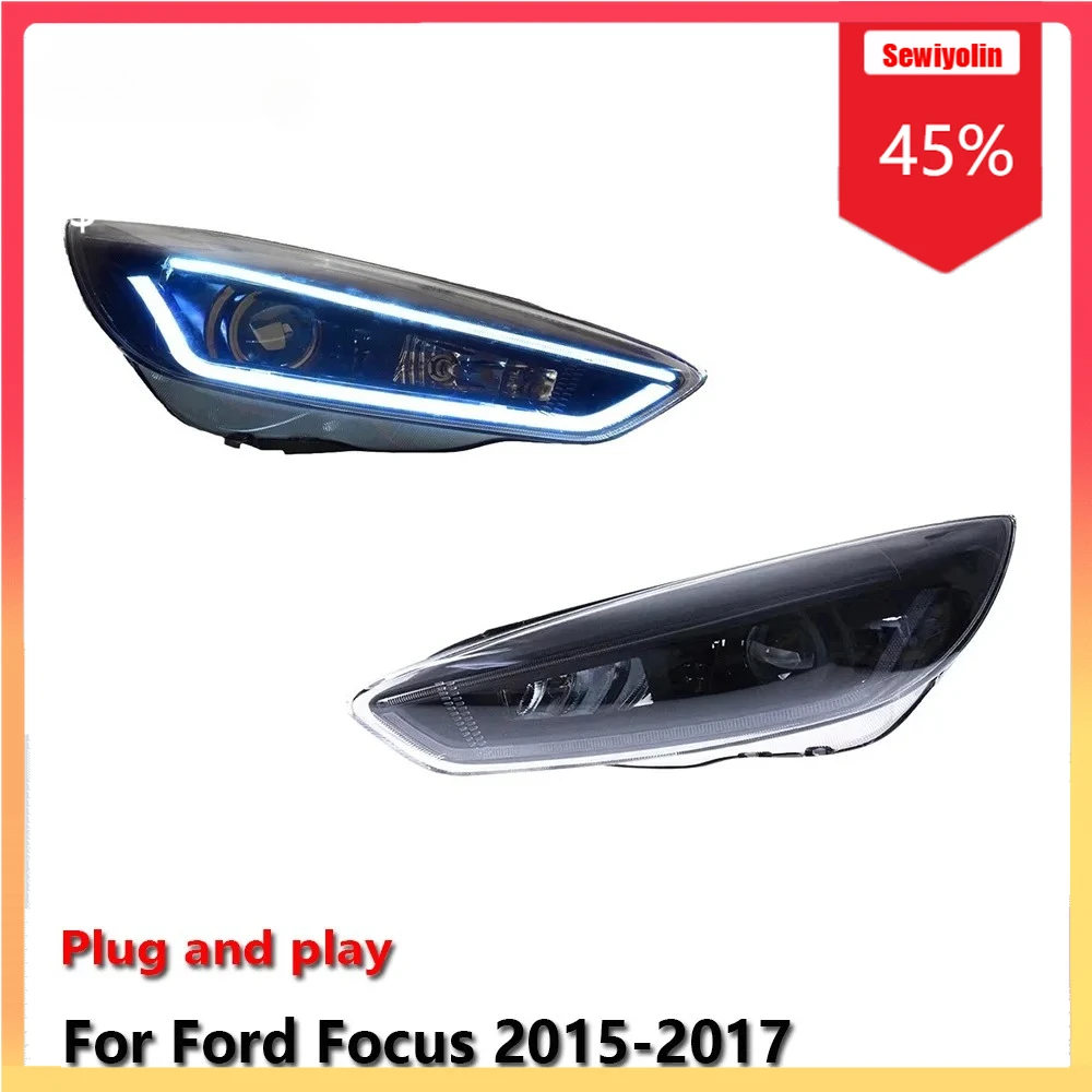 

Car LED Headlight Automobile PartsFor Ford Focus 2015-2017 Fog DRL Brake Turn Signal Lamp Plug and Play