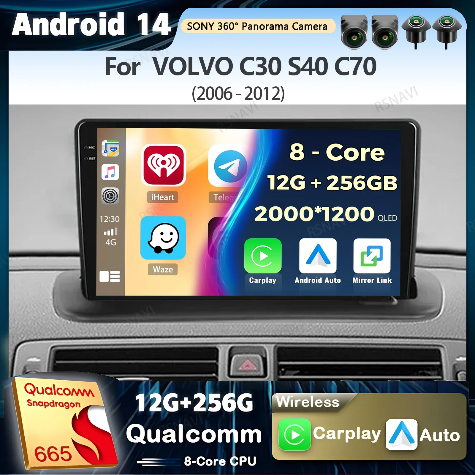 

Android 14 Carplay Car Radio For VOLVO C30 S40 C70 2006-2012 Multimedia Video Player Navigation GPS Stereo 2Din DVD Head Unit BT