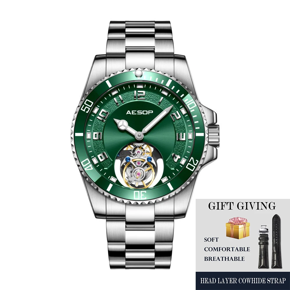 

2025 летающий лучший брендTourbillon, мужские механические часы для дайвинга с водным призраком, роскошные сапфировые часы, мужские часы из нержавеющей стали