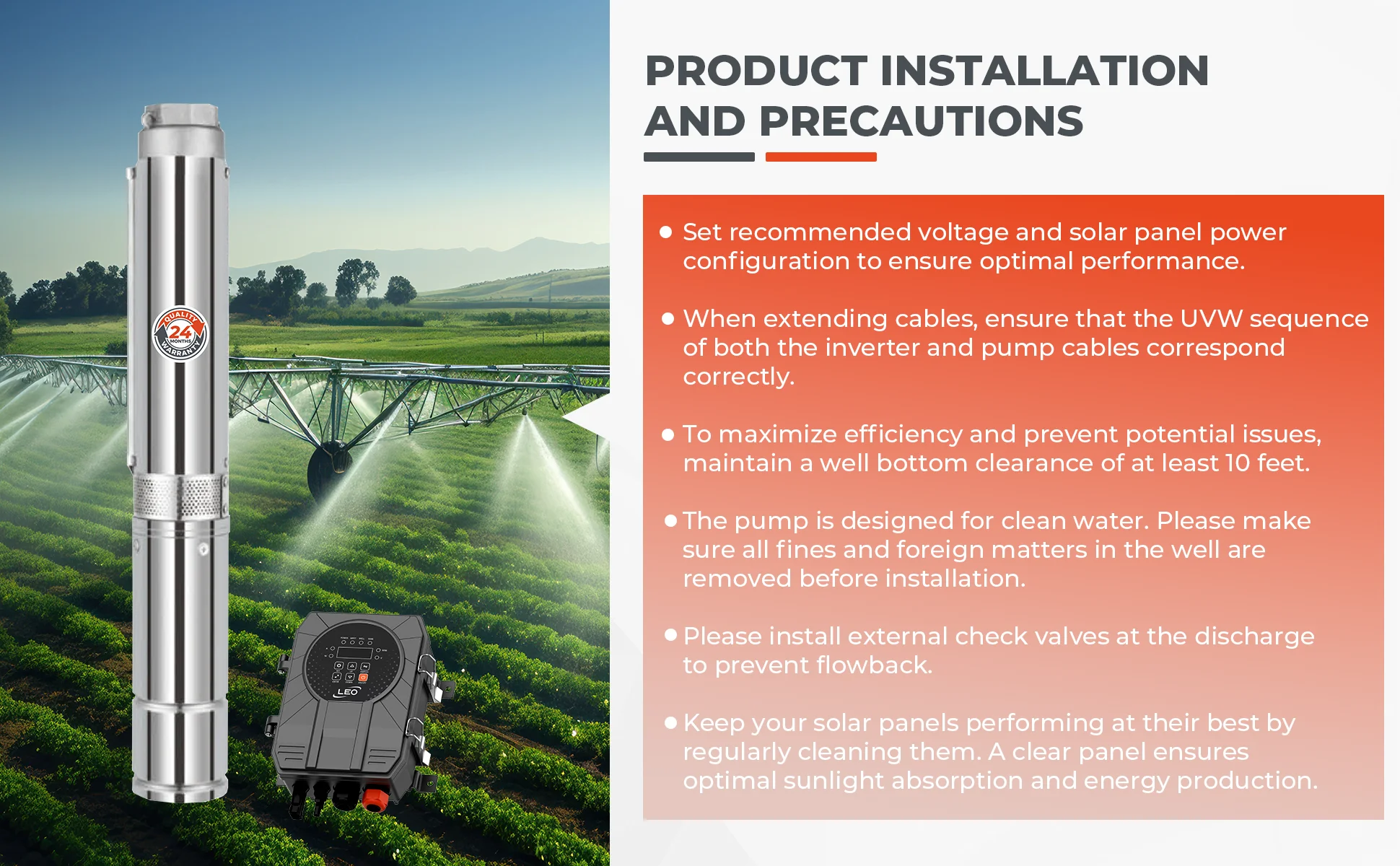 LEO LDP DC PMSM système de pompage multistadio pompe à eau de puits profond pour solaire