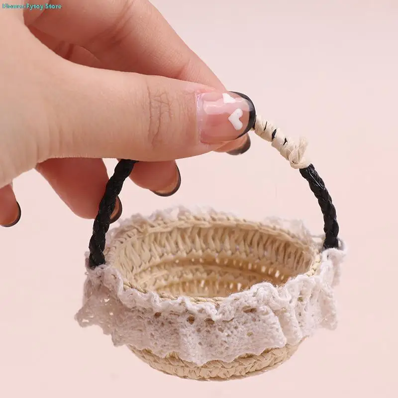 Dollhouse Hand-woven Flower Baskets Mini Furniture Basket Dollhouse Picnic Basket Dollhouse Accessories Kid Gifts Wholesale
