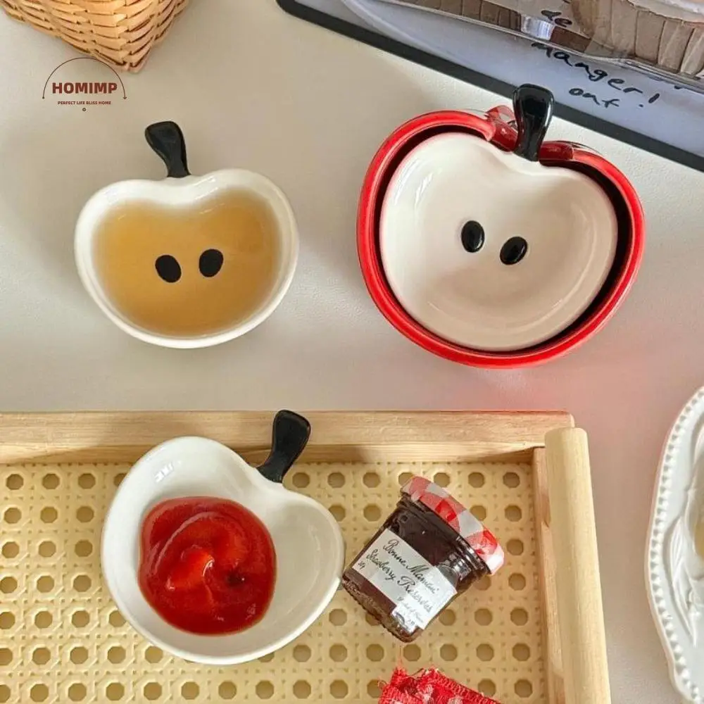 

Ceramic Fruit Shape Sauce Dish Set Underglaze Color Household Dipping Dish with Storage Jar Mini Seasoning Dish Hotpot