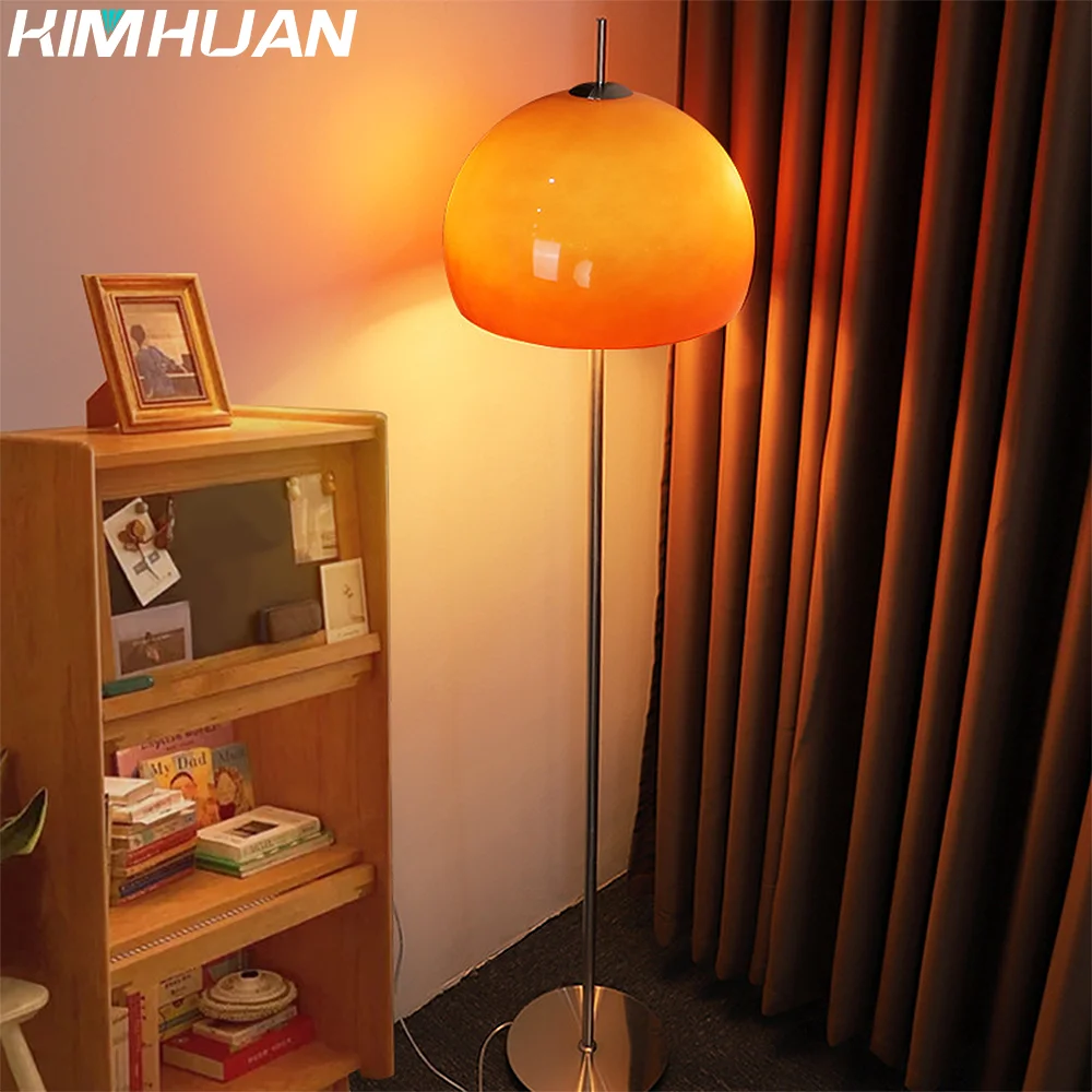 

KIMHUAN Vintage Orange Floor Lamp For Living Room Bedroom Postmodern Mushroom Led Standing Lighting Modern Corner Floor Light