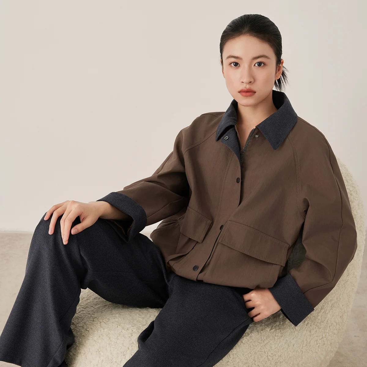 KX7523388 Women's High Neck Warm Cotton Coat 100% Pure Cotton Windbreaker High Quality