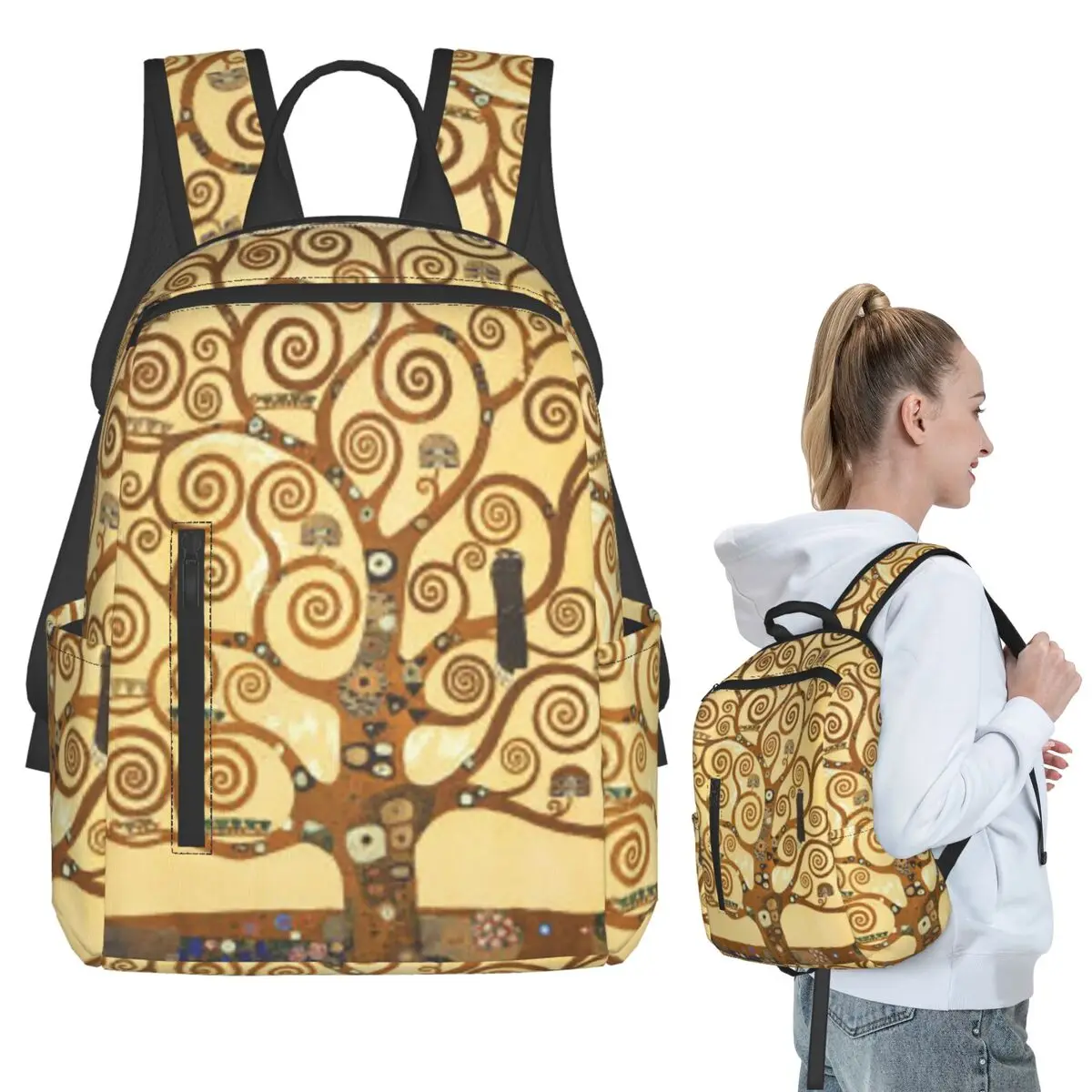 

Tree Of Life Stoclet Frieze Gustav Klimt Backpack Student BookBag Children School Bag Laptop Shoulder Bags Men Women